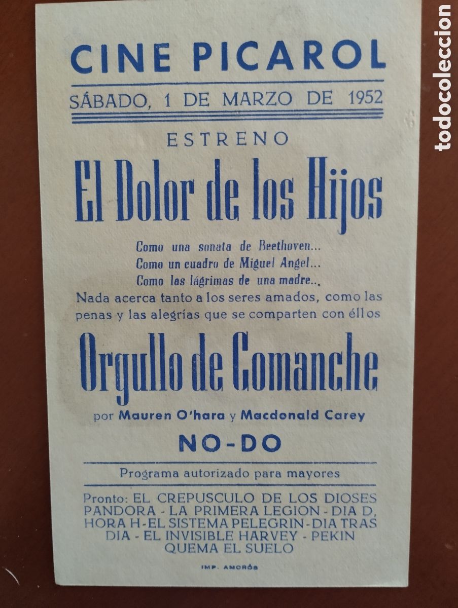 Cine: Folleto Programa de cine - EL DOLOR DE LOS HIJOS - Foto 2