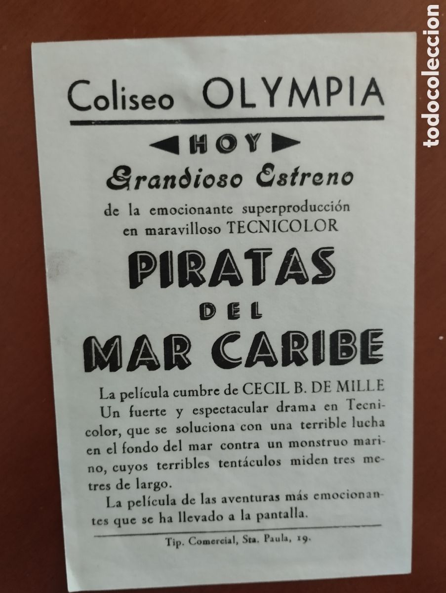 Cine: Folleto Programa de cine - PIRATAS DEL MAR CARIBE - Foto 2