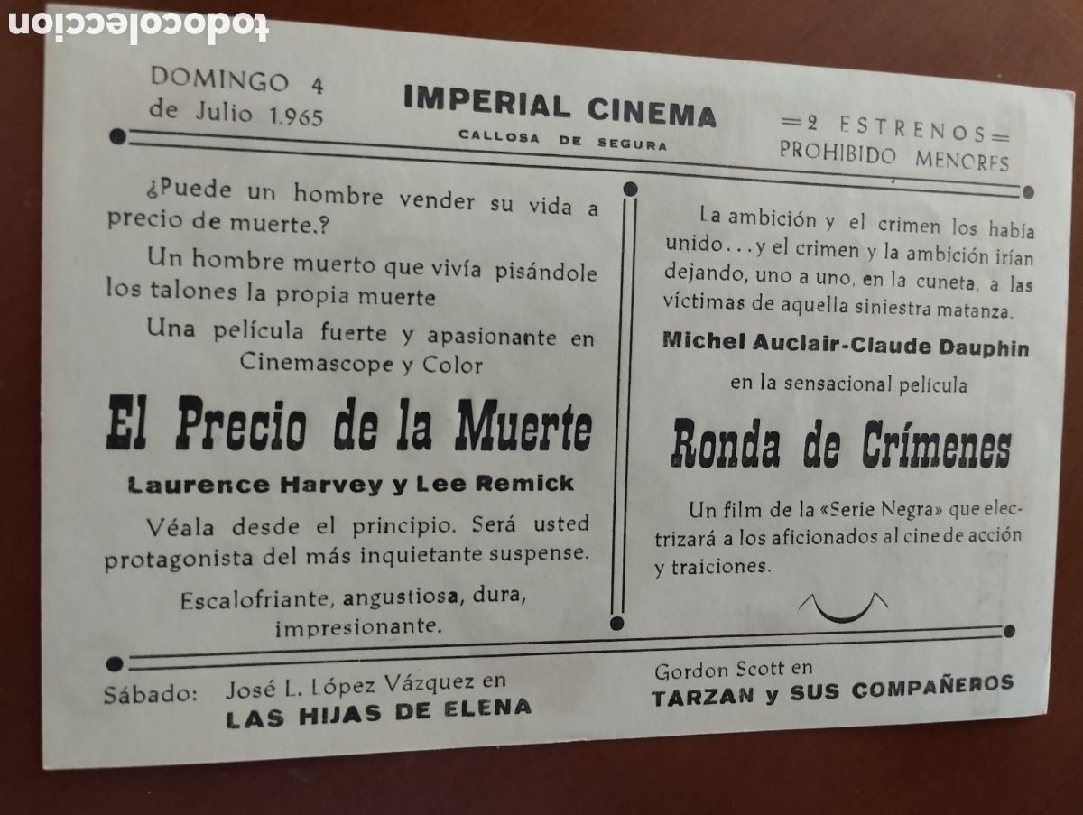 Cine: Folleto Programa de cine - EL PRECIO DE LA MUERTE - Foto 2