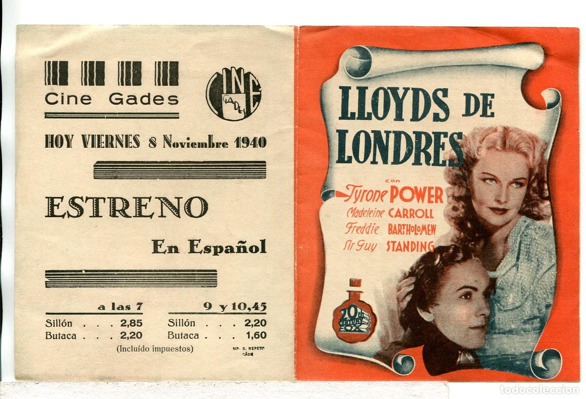 Cine: LLOYD DE LONDRES, con Tyrone Power.