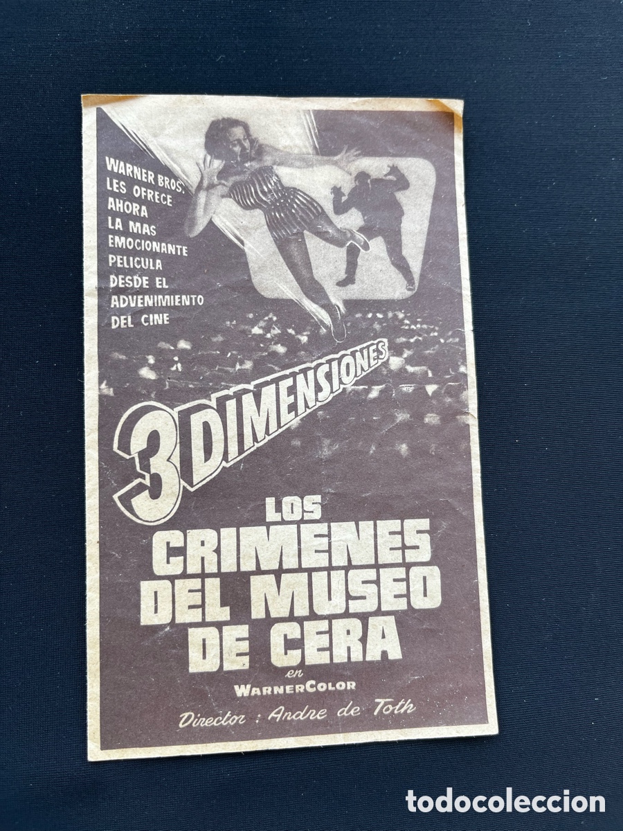 Folhetos de m&atilde;o de filmes antigos de cinema: Antiguo programa doble cine folleto de mano Los cr&iacute;menes del museo de cera