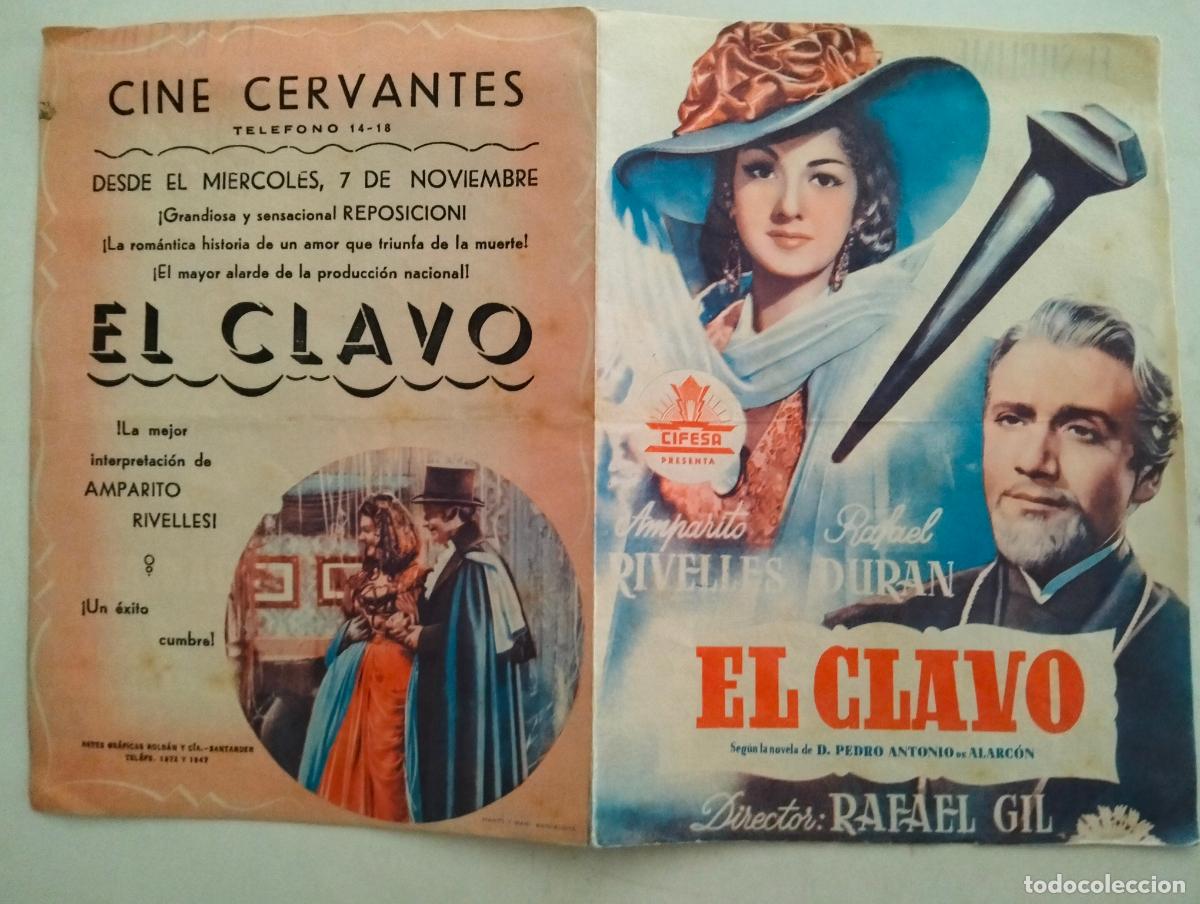 Cine: FOLLETO DE CINE DOBLE, EL CLAVO CON AMPARITO RIVELLES