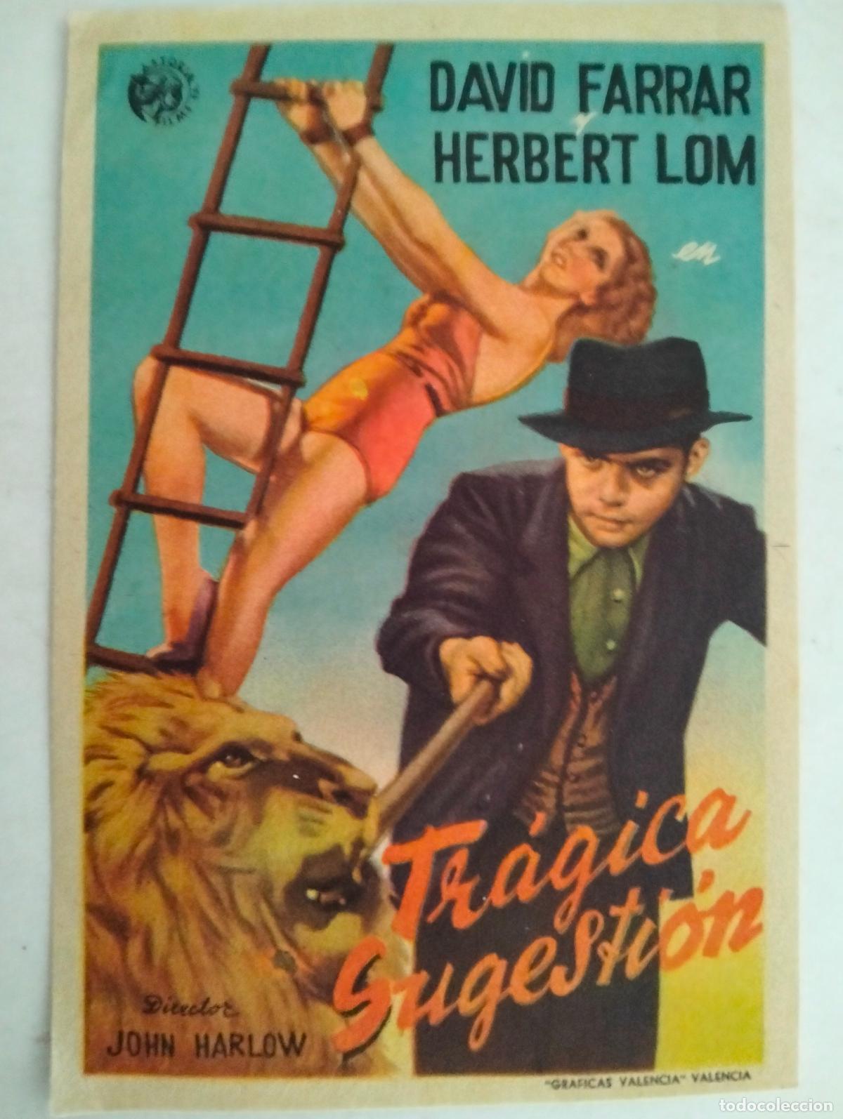 Cine: FOLLETO DE CINE, TRAGICA SUGESTION