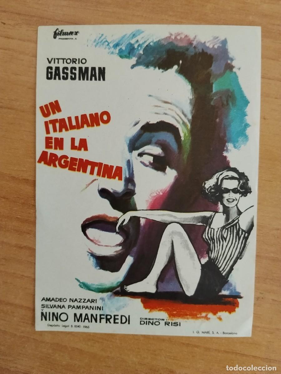 Cine: TURQUE-PROGRAMA DE LA PELICULA -UN ITALIANO EN LA ARGENTINA