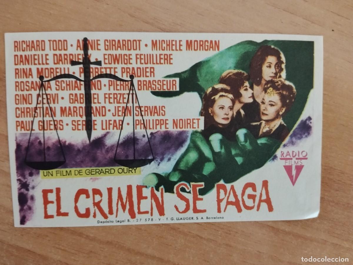  Flyers Publicitaires de films Anciens: TURQUE-PROGRAMA DE LA PELICULA --EL CRIMEN SE PAGA