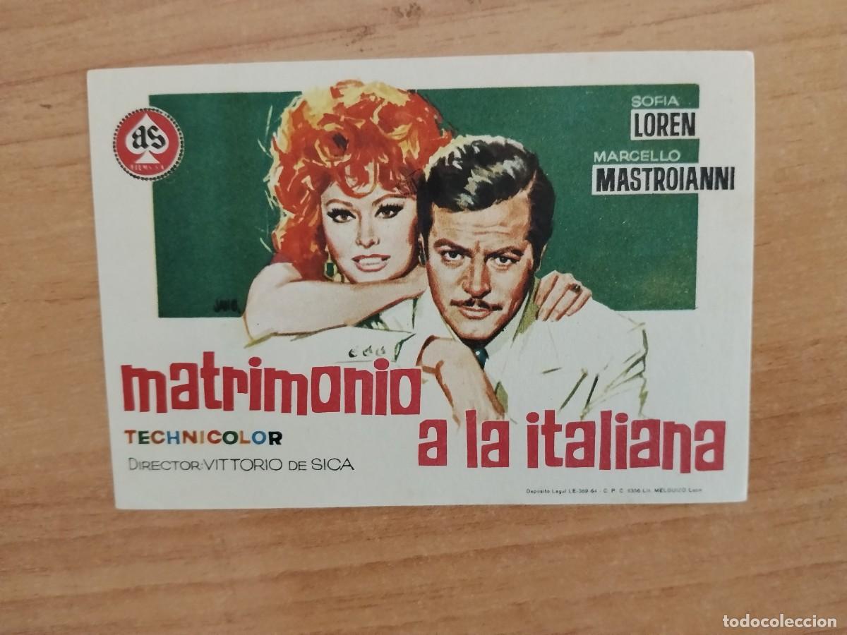  Flyers Publicitaires de films Anciens: TURQUE-PROGRAMA DE LA PELICULA --MATRIMONIO A LA ITALIANA