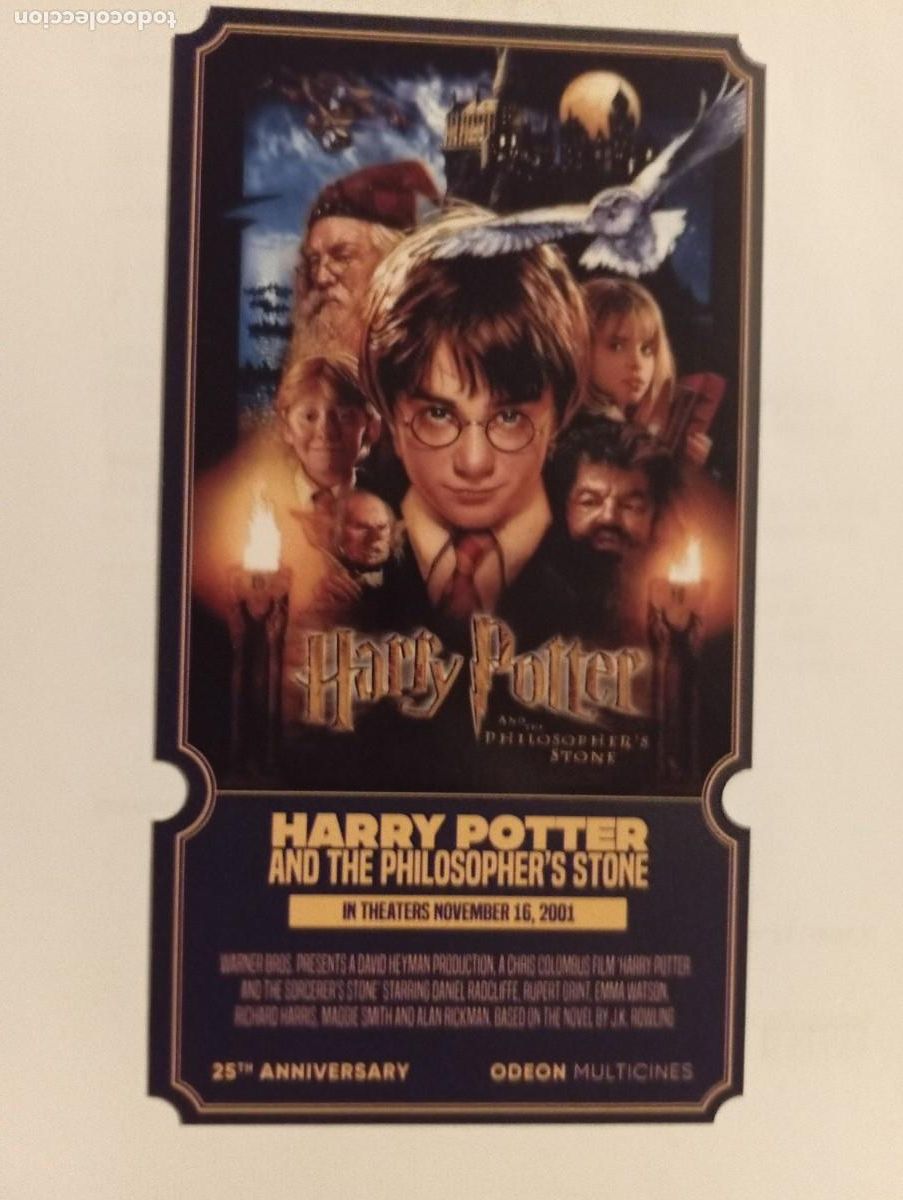 Cine: 1 STAR TICKET DE ** HARRY POTTER AND THE PHILOSOPHER&rdquo;S STONE ** 1 RETRO EDICION 15x 8 CMS...A&Ntilde;O 2026