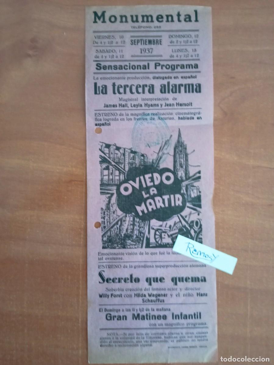 Cine: OVIEDO LA MARTIR, DOCUMENTAL DE UN HECHO DE LA GUERRA CIVIL, CINE MONUMENTAL, MELILLA, 1937