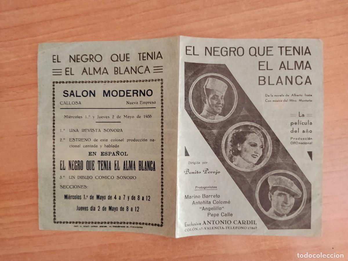 Cine: TURQ-PROGRAMA DE LA PELICULA --EL NEGRO QUE TENIA EL ALMA BLANCA