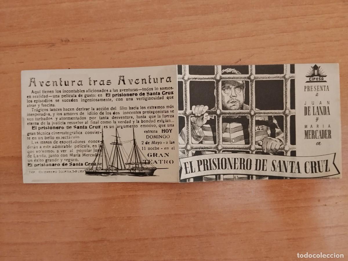 Cine: TURQ-PROGRAMA DE LA PELICULA --EL PRISIONERO DE SANTA CRUZ
