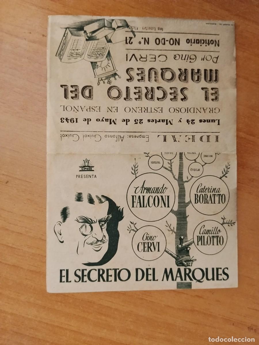 Cine: TURQ-PROGRAMA DE LA PELICULA --EL SECRETO DEL MARQUES