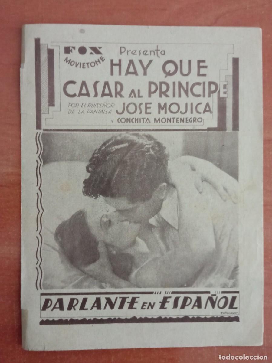 Cine: HAY QUE CASAR AL PR&Iacute;NCIPE, JOS&Eacute; MOJICA, CINE CERVANTES, FOLLETO URUGUAYO