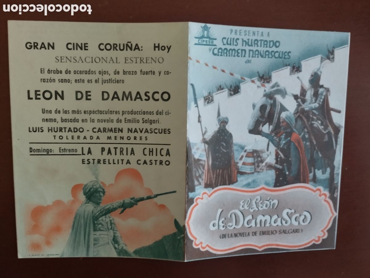 Cine: Folleto Programa de cine DOBLE - EL LEON DE DAMASCO