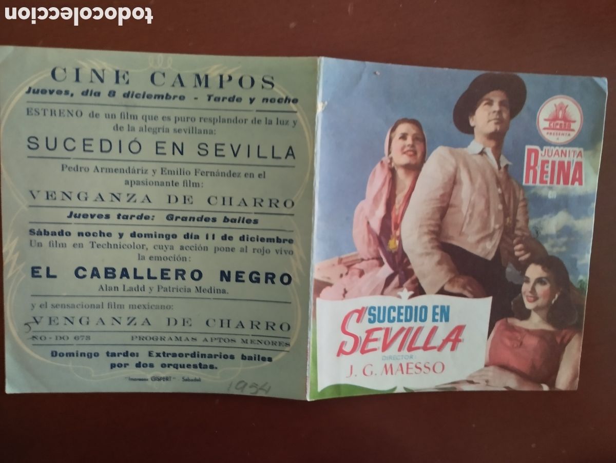 Cine: Folleto Programa de cine DOBLE - SUCEDI&Oacute; EN SEVILLA - Foto 1