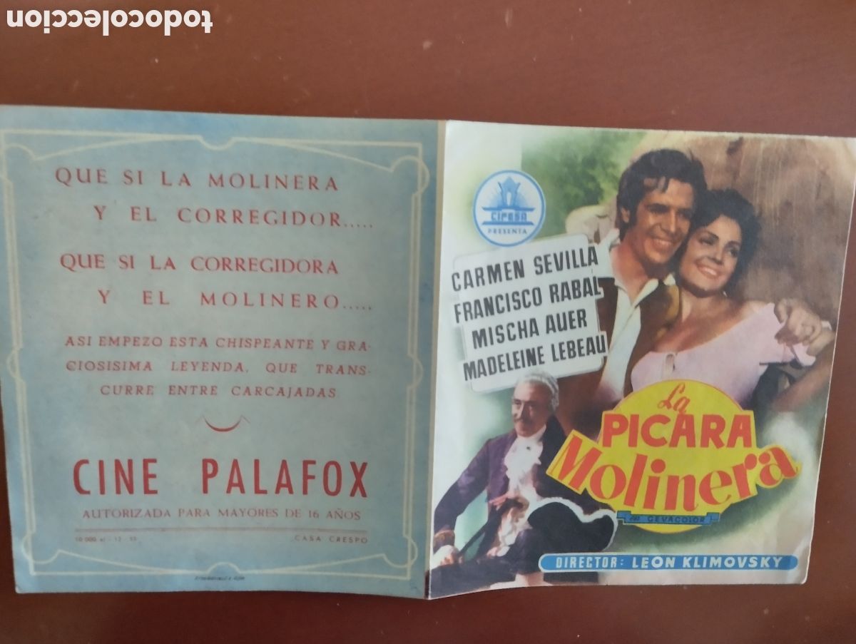 Cine: Folleto Programa de cine DOBLE - LA P&Iacute;CARA MOLINERA