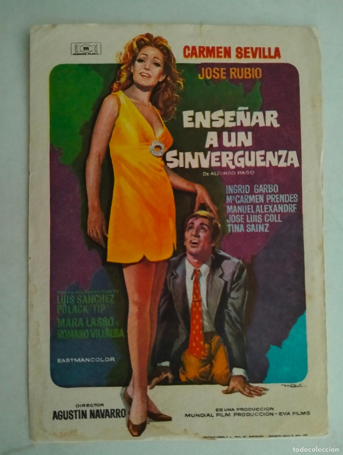 Cine: FOLLETO DE CINE, ENSE&Ntilde;AR A UN SINVERGUENZA