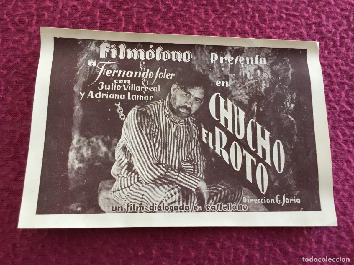Cine: PROGRAMA DE CINE 1935 - ESTRENO CHUCHO EL ROTO - GRAN TEATRO - FERNANDO SOLER - ADRIANA LAMAR
