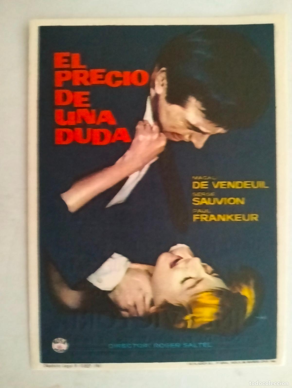 Cine: FOLLETO DE CINE, EL PRECIO DE UNA DUDA, PUBLICIDAD CINE VICTORIA, A&Ntilde;O 1962