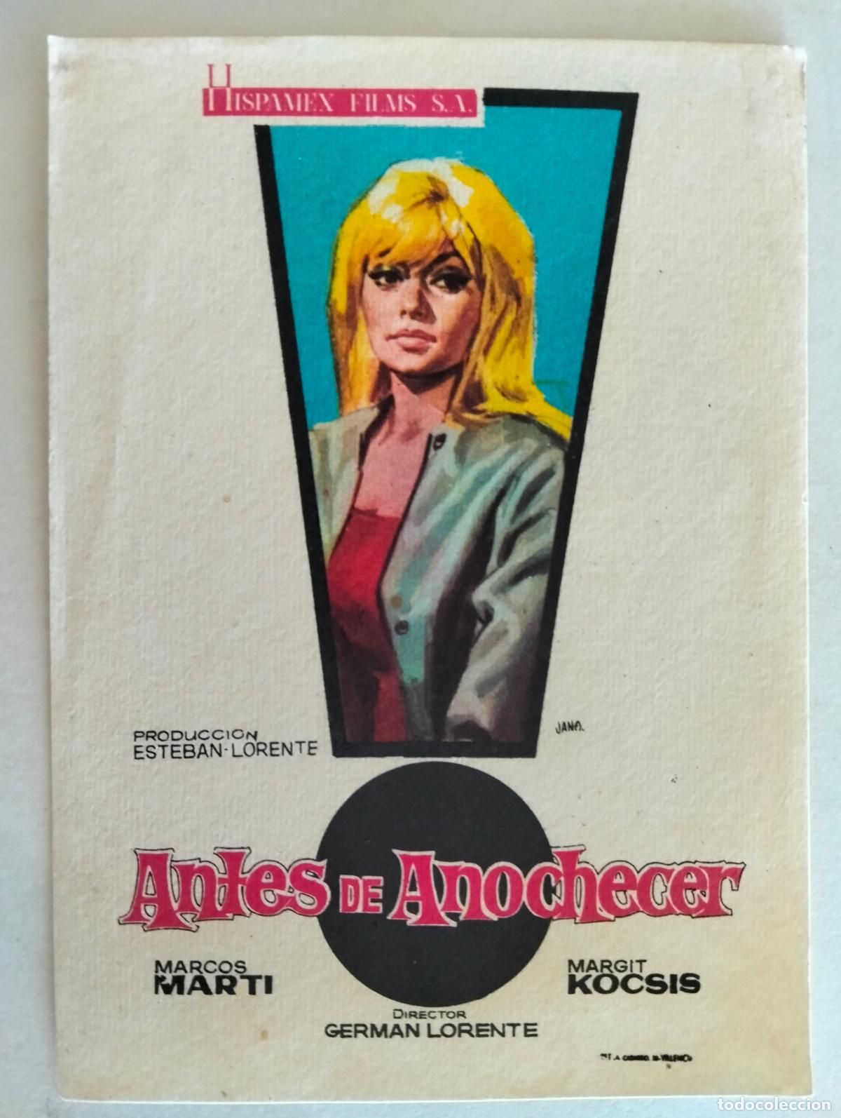 Cine: FOLLETO DE CINE, ANTES DE ANOCHECER