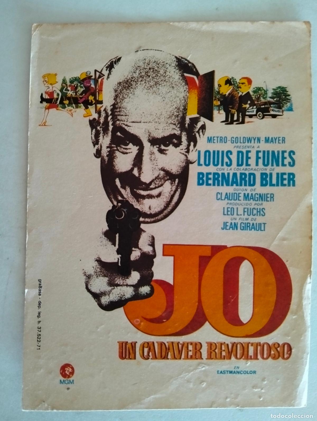 Cine: FOLLETO DE CINE, JO UN CADAVER REVOLTOSO
