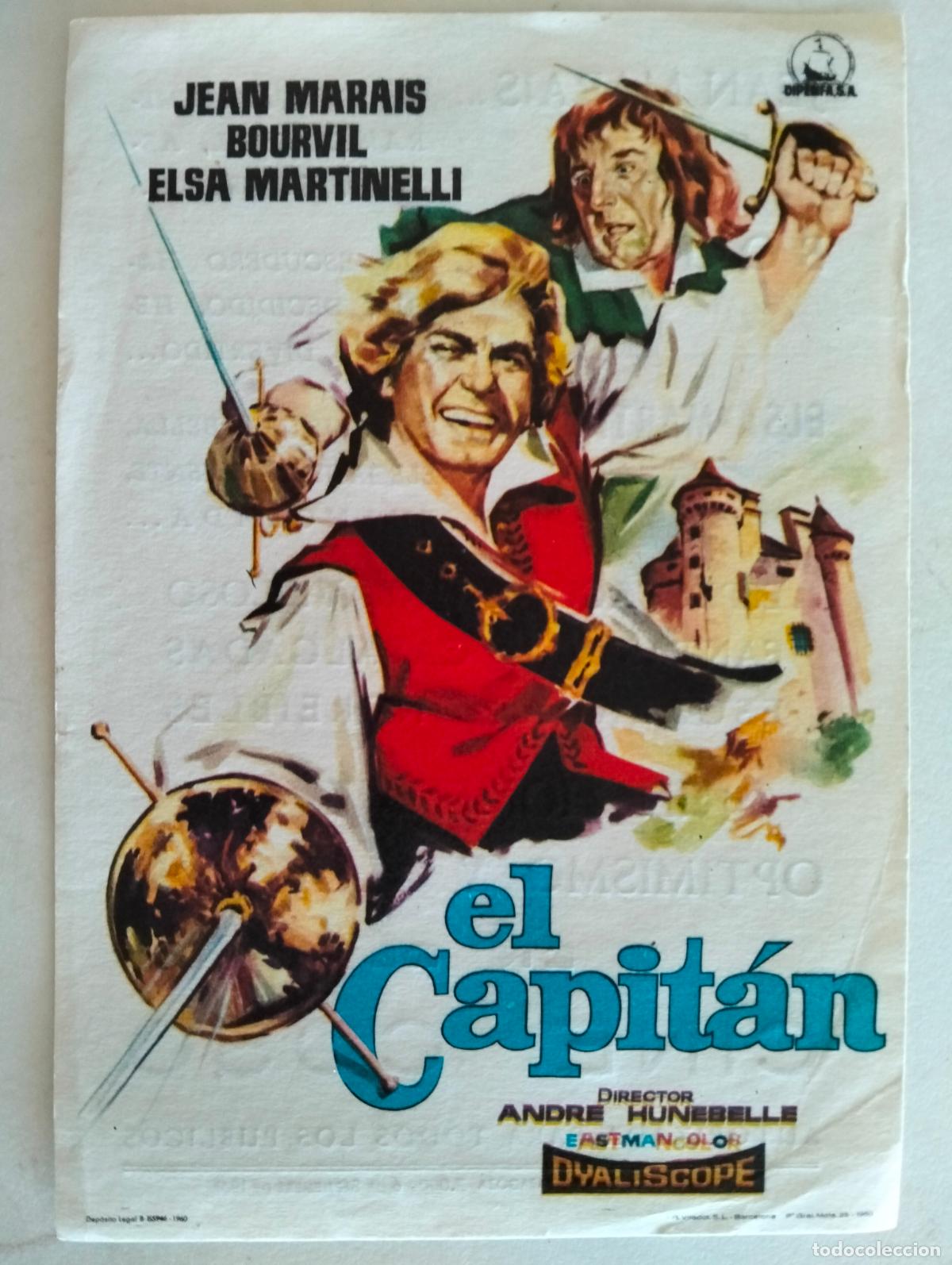 Cine: FOLLETO DE CINE, EL CAPITAN, PUBLICIDAD CINE COSO, A&Ntilde;O 1961