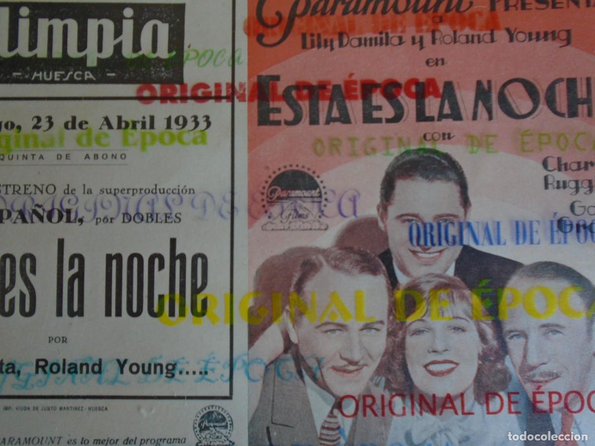 Cine: (OH-018)PROGRAMA ESTA ES LA NOCHE A&Ntilde;O 1933- TEATRO OLIMPIA (HUESCA)