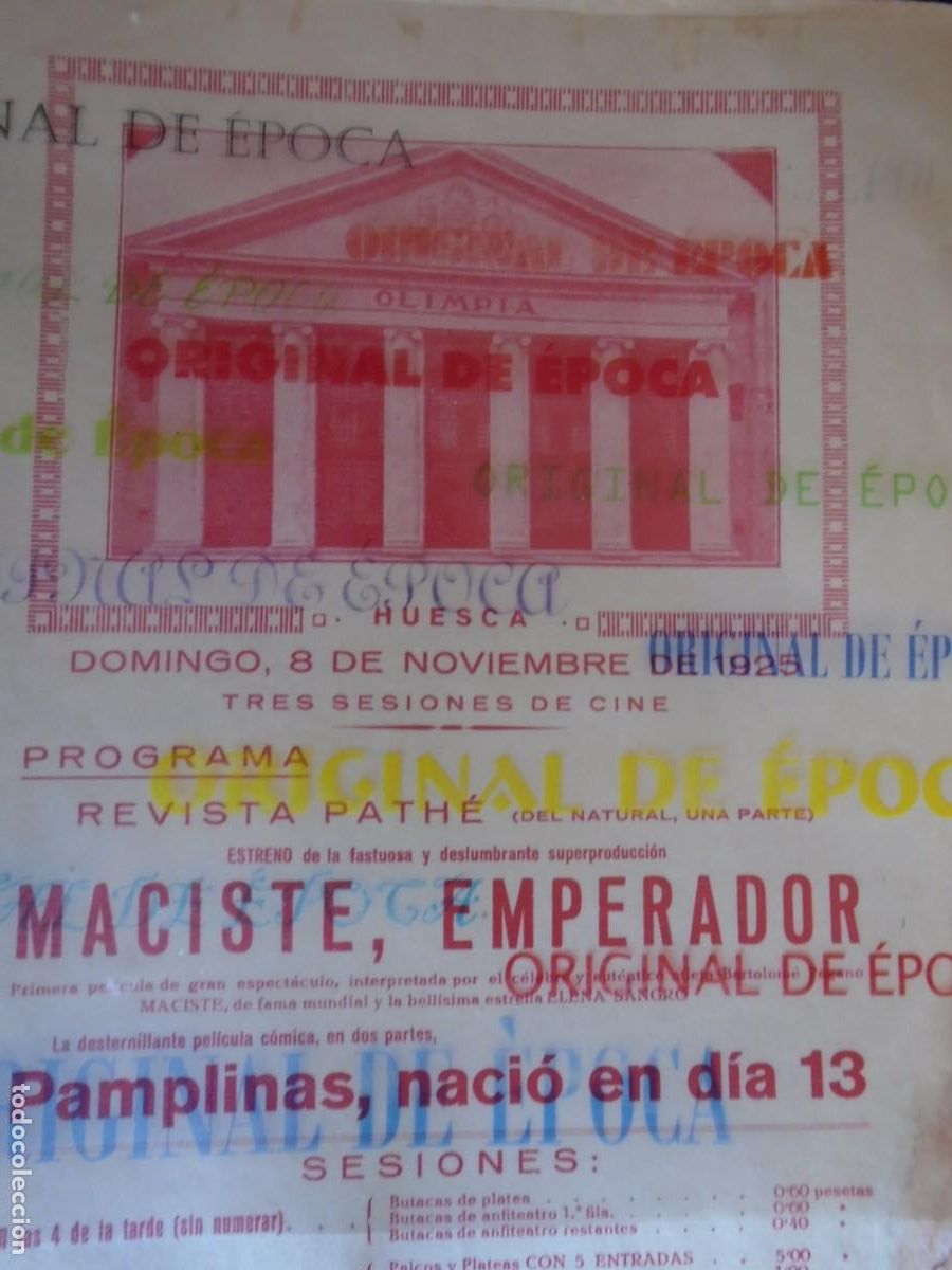 Cine: (OH-033)PROGRAMA MACISTE , EMPERADOR A&Ntilde;O 1925 - TEATRO OLIMPIA (HUESCA)