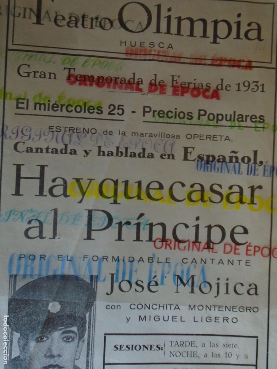 Cine: (OH-035)PROGRAMA HAY QUE CASAR AL PRINCIPE A&Ntilde;O 1931- TEATRO OLIMPIA (HUESCA)