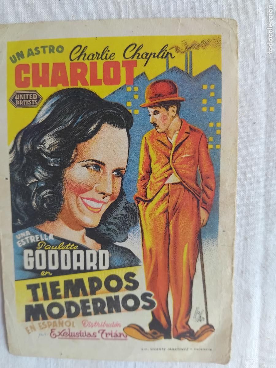 Cine: PROGRAMA DE CINE TIEMPOS MODERNOS. CHARLOT CHARLES CHAPLIN. CINE VERSALLES 1946
