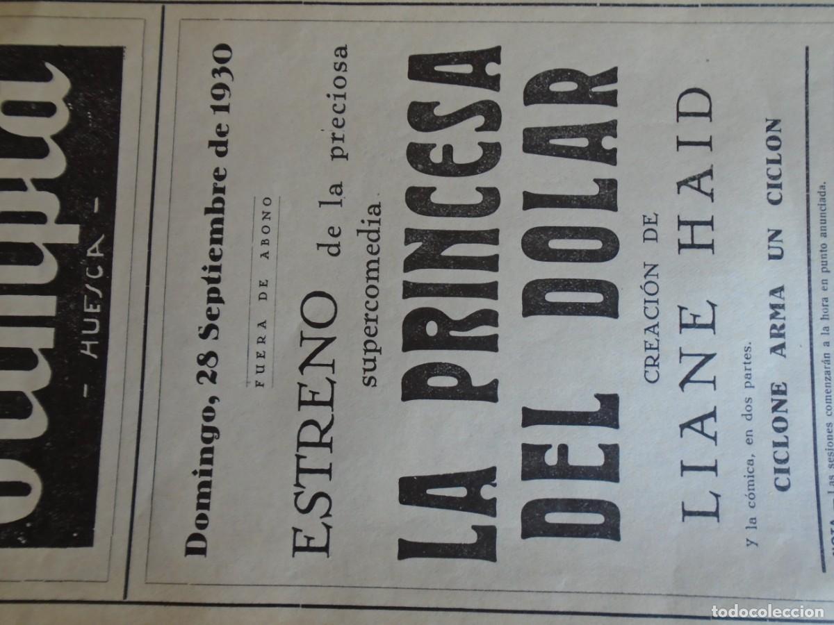 Cine: (OH-039)PROGRAMA LA PRINCESA DEL DOLAR A&Ntilde;O 1930- TEATRO OLIMPIA (HUESCA) - Foto 2