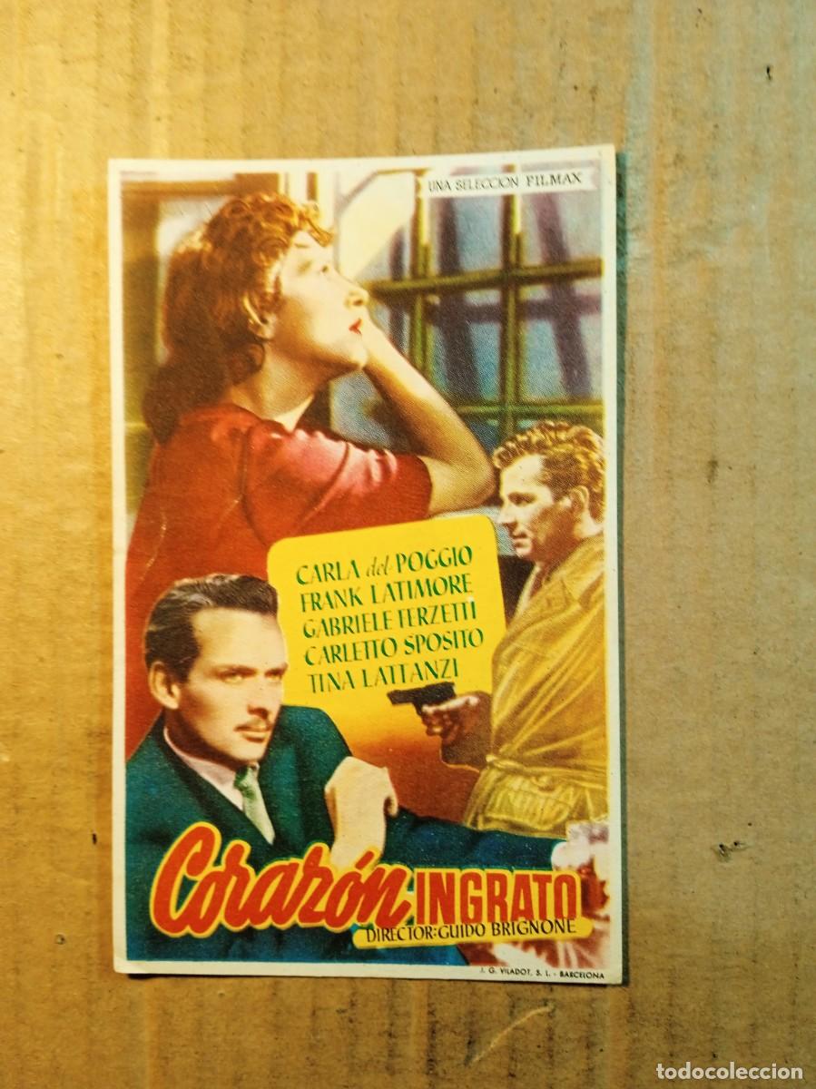  Flyers Publicitaires de films Anciens: FOLLETO DE MANO SIN PUBLICIDAD CORAZ&Oacute;N INGRATO