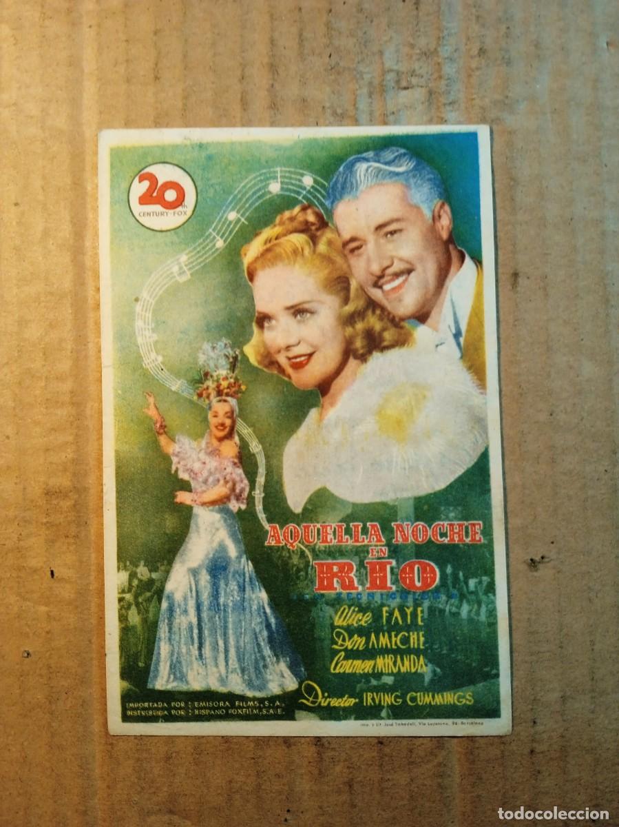 Cine: FOLLETO DE MANO SIN PUBLICIDAD AQUELLA NOCHE EN RIO