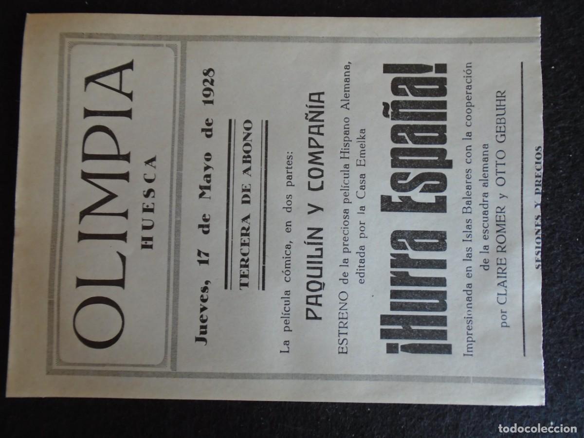 Cine: (OH-55)PROGRAMA HURRA ESPA&Ntilde;A A&Ntilde;O 1928 - TEATRO OLIMPIA (HUESCA)