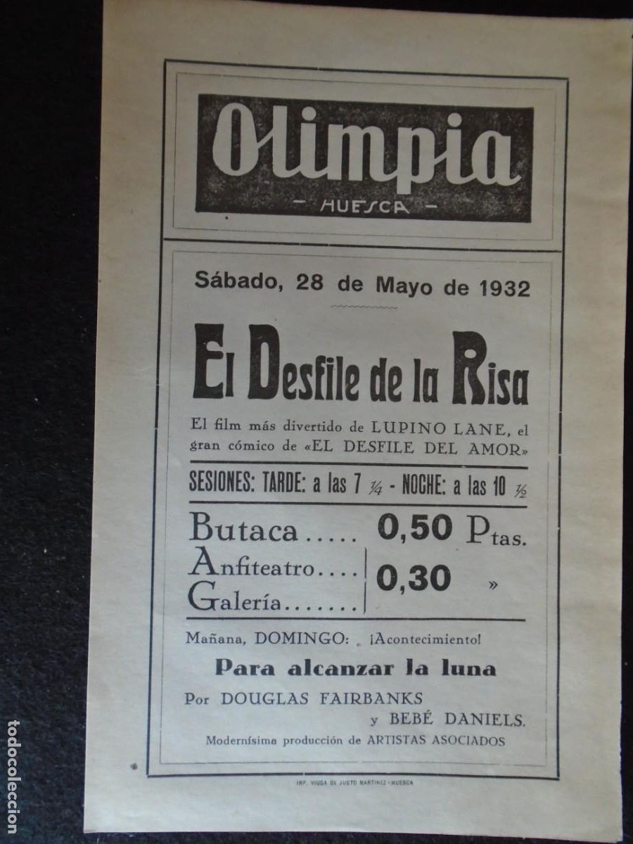 Cine: (OH-61)PROGRAMA EL DESFILE DE LA RISA A&Ntilde;O 1932 - TEATRO OLIMPIA (HUESCA)