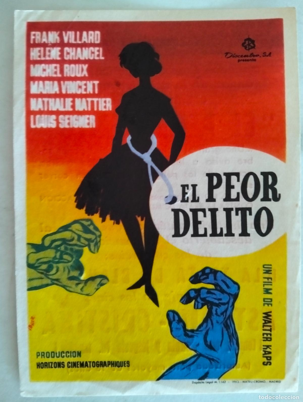 Cine: FOLLETO DE CINE, EL PEOR DELITO, PUBLICIDAD