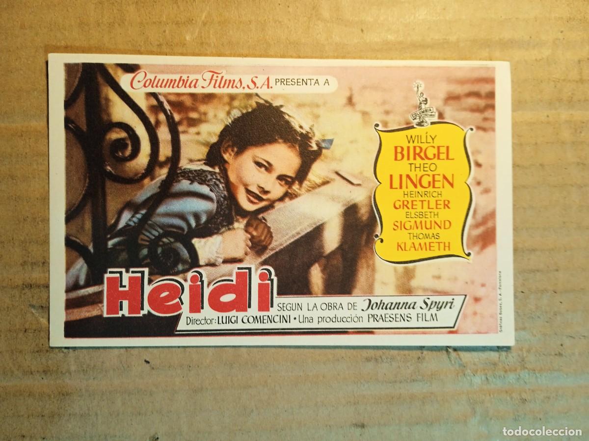  Flyers Publicitaires de films Anciens: FOLLETO DE MANO SIN PUBLICIDAD HEIDI
