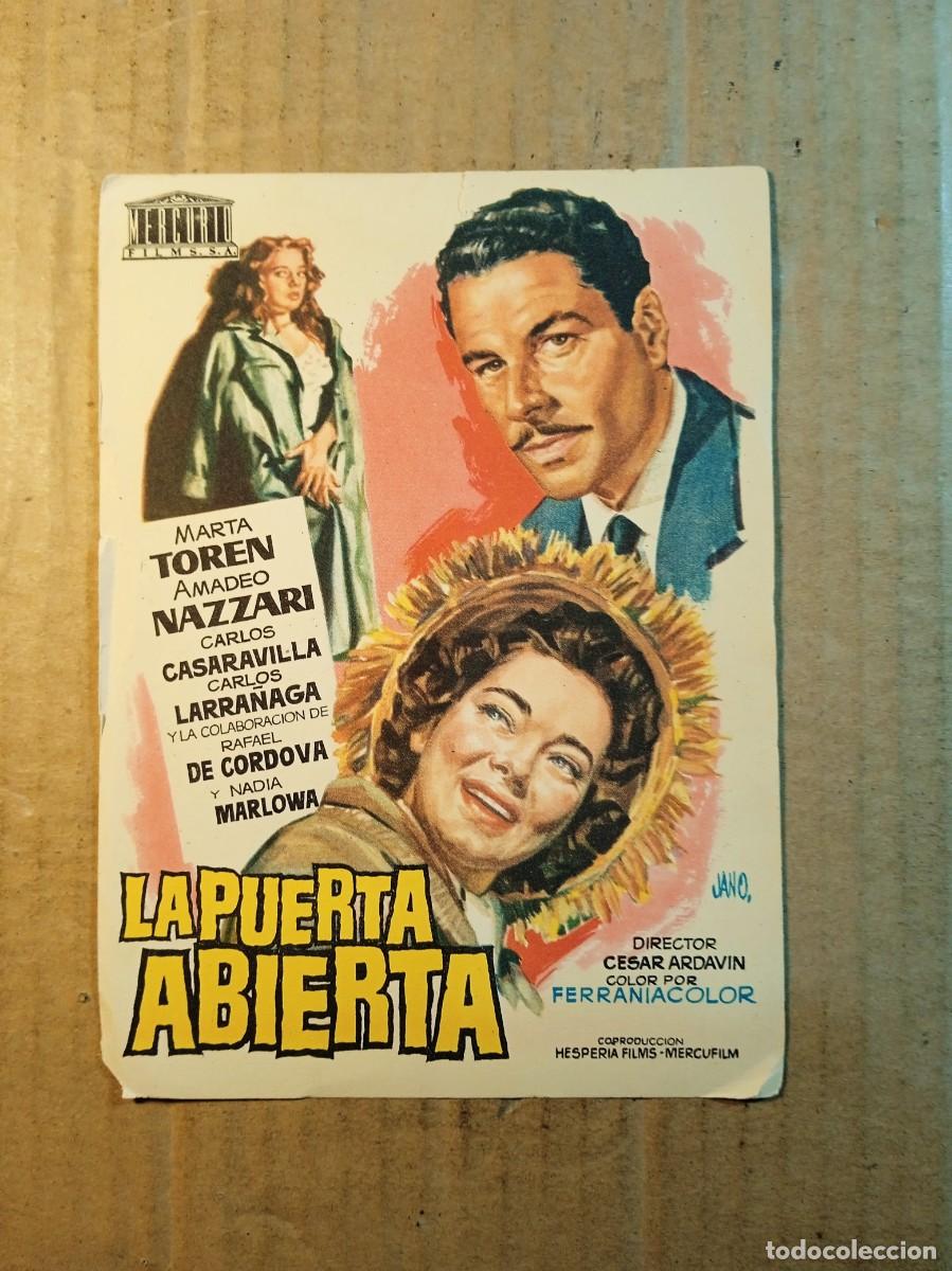  Foglietti di film di film antichi di cinema: FOLLETO DE MANO SIN PUBLICIDAD LA PUERTA ABIERTA
