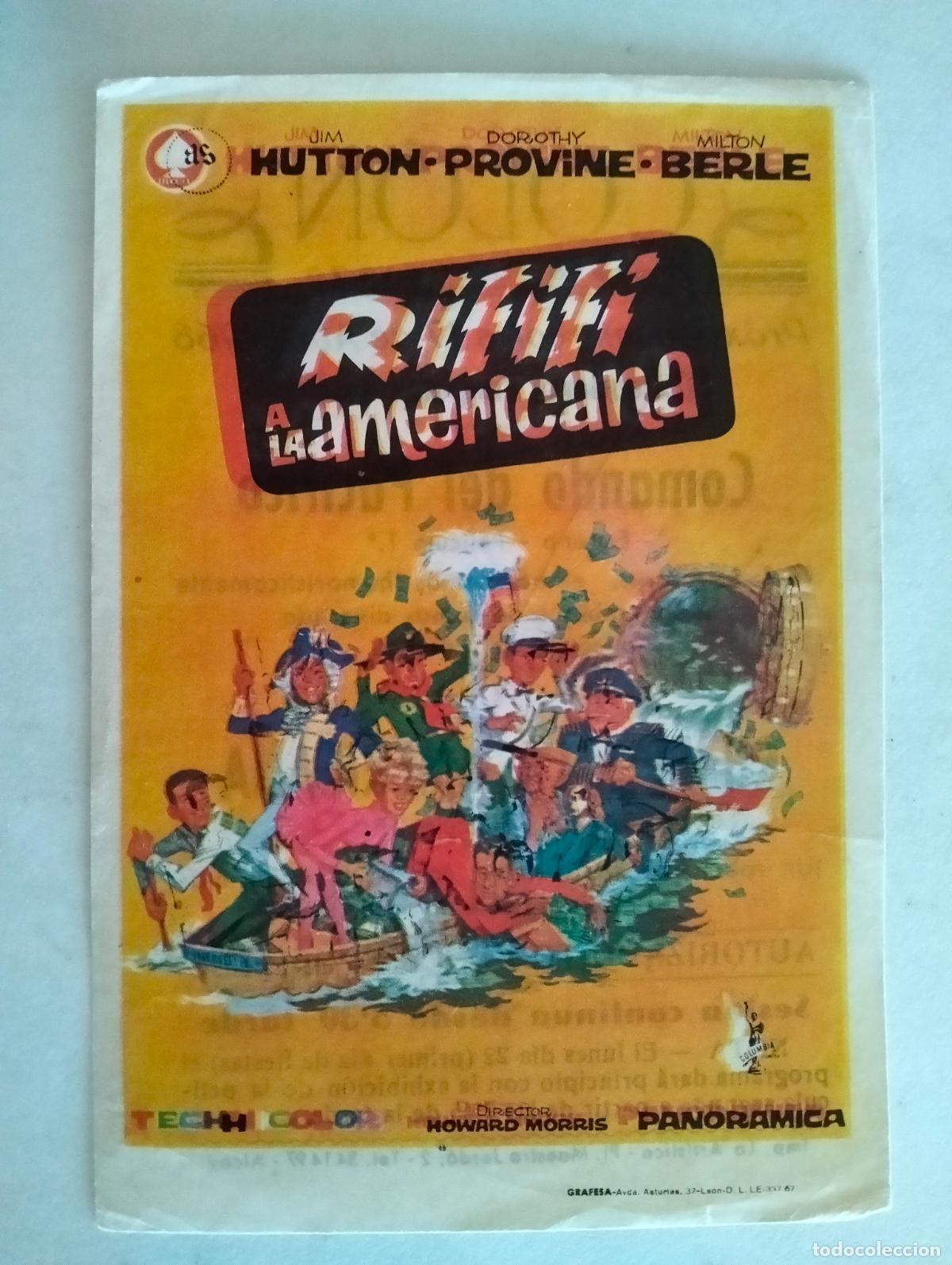 Cine: FOLLETO DE CINE, RIFIFI A LA AMERICANA, PUBLICIDAD CINE COLON