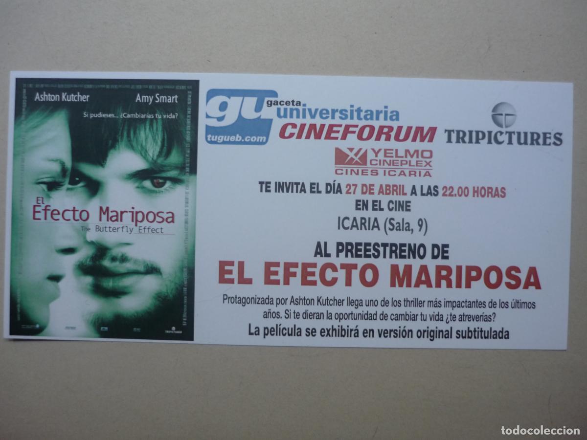 Cine: el efecto mariposa - folleto mano invitacion preestreno - amy smart ashton kutcher