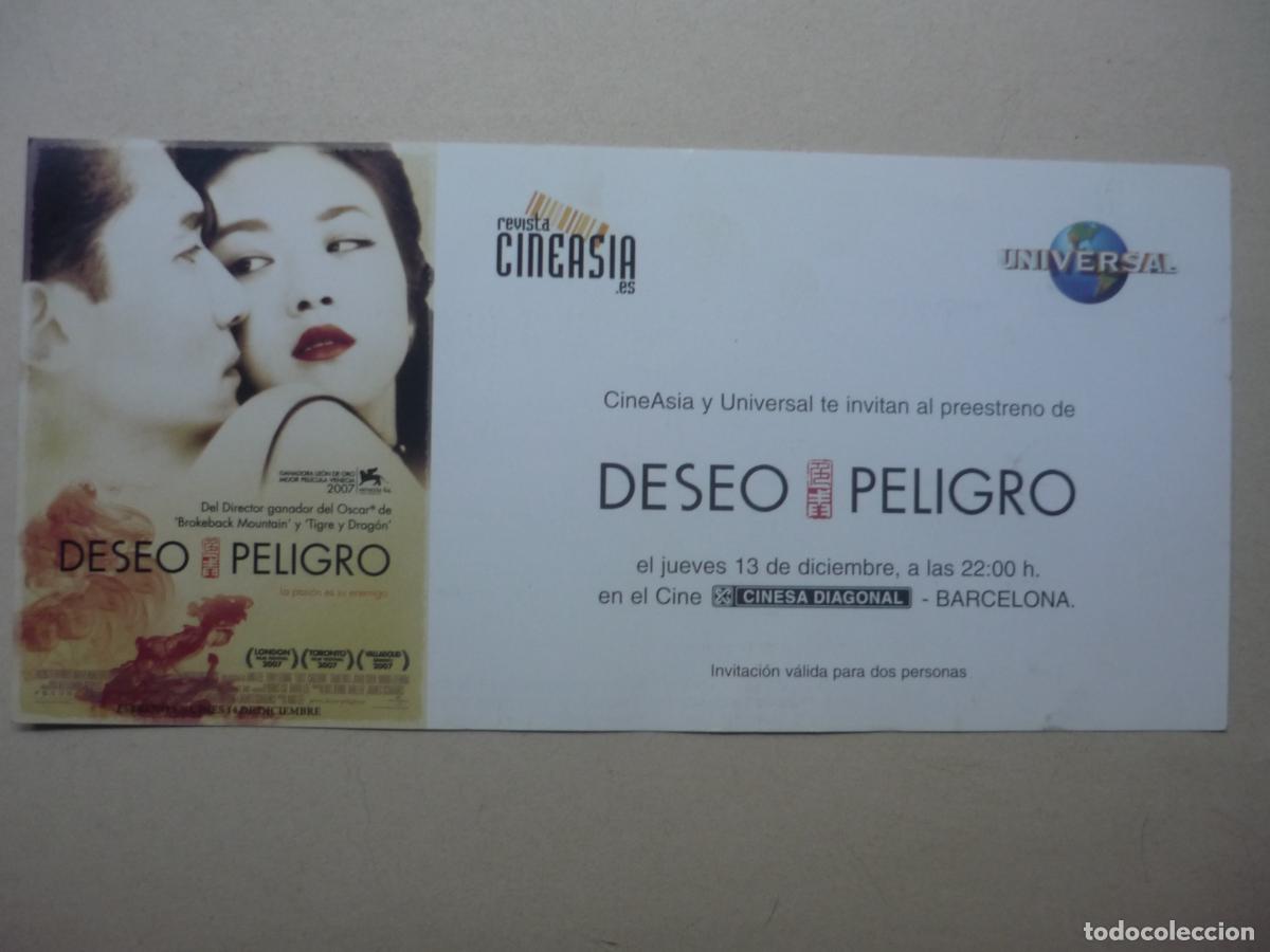 Cine: deseo peligro - folleto mano invitacion preestreno - ang lee Tony Leung tang wei joan chen
