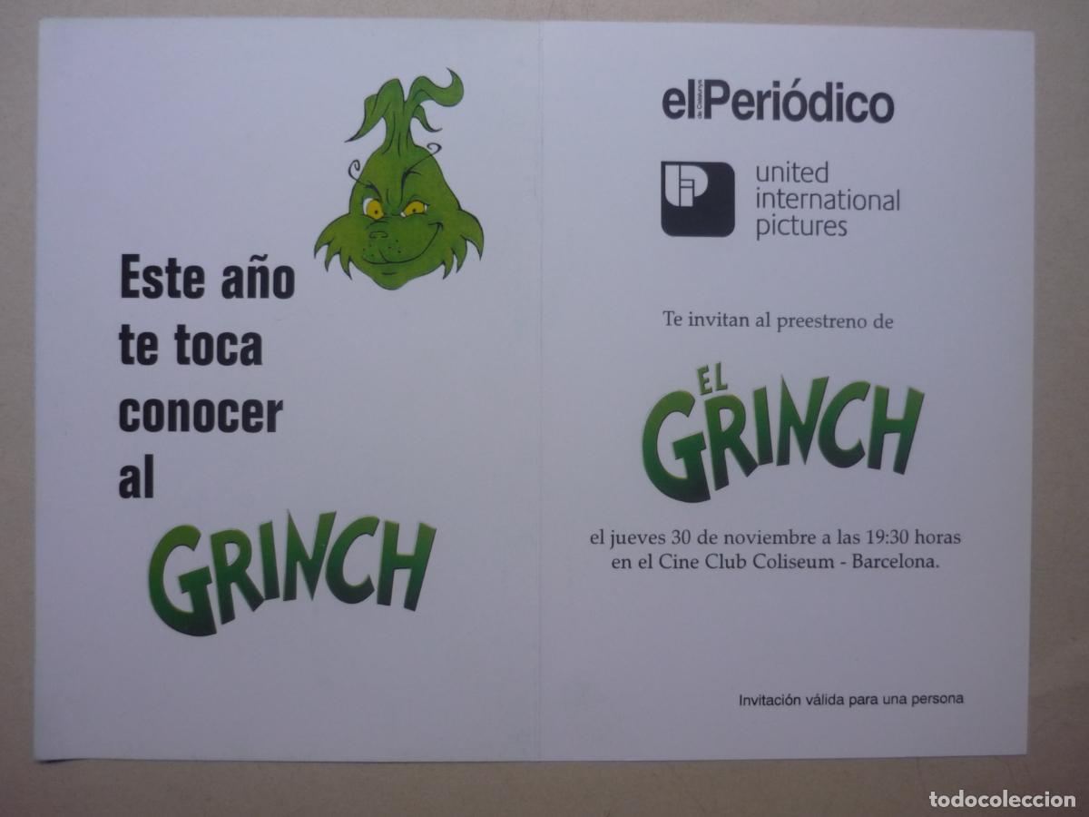 Cine: el grinch - folleto mano invitacion preestreno - jim carrey