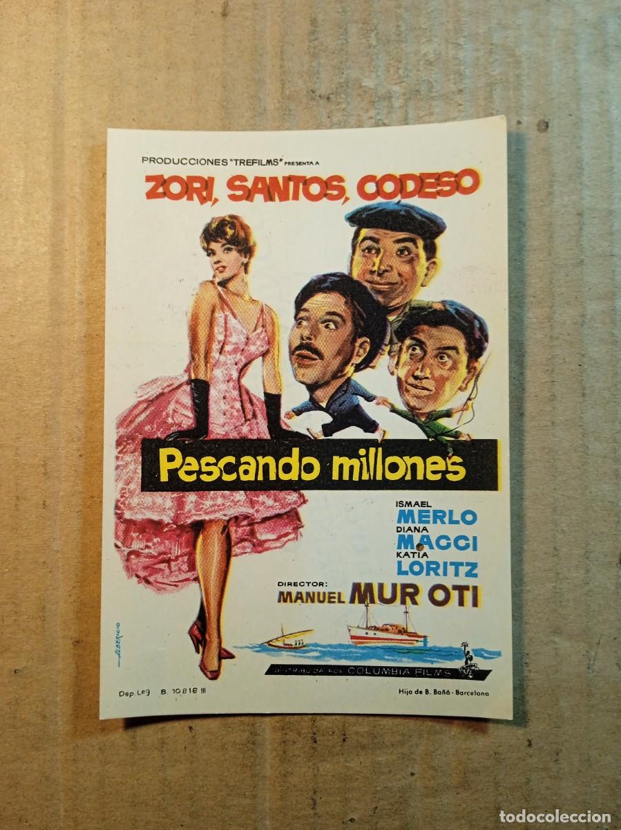 Folhetos de m&atilde;o de filmes antigos de cinema: FOLLETO DE MANO SIN PUBLICIDAD PESCANDO MILLONES