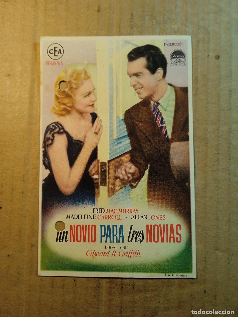  Foglietti di film di film antichi di cinema: FOLLETO DE MANO SIN PUBLICIDAD UN NOVIO PARA TRES NOVIAS