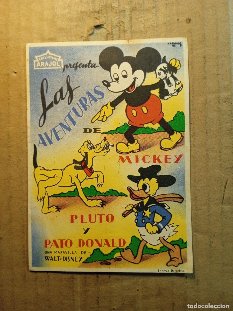 Cine: FOLLETO DE MANO SIN PUBLICIDAD LAS AVENTURAS DE MICKEY PLUTO Y PATO DONALD