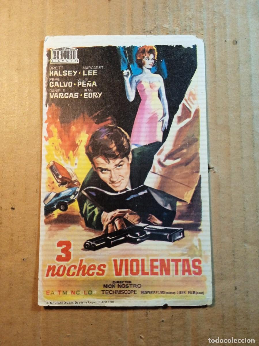 Cine: FOLLETO DE MANO SIN PUBLICIDAD 3 NOCHES VIOLENTAS