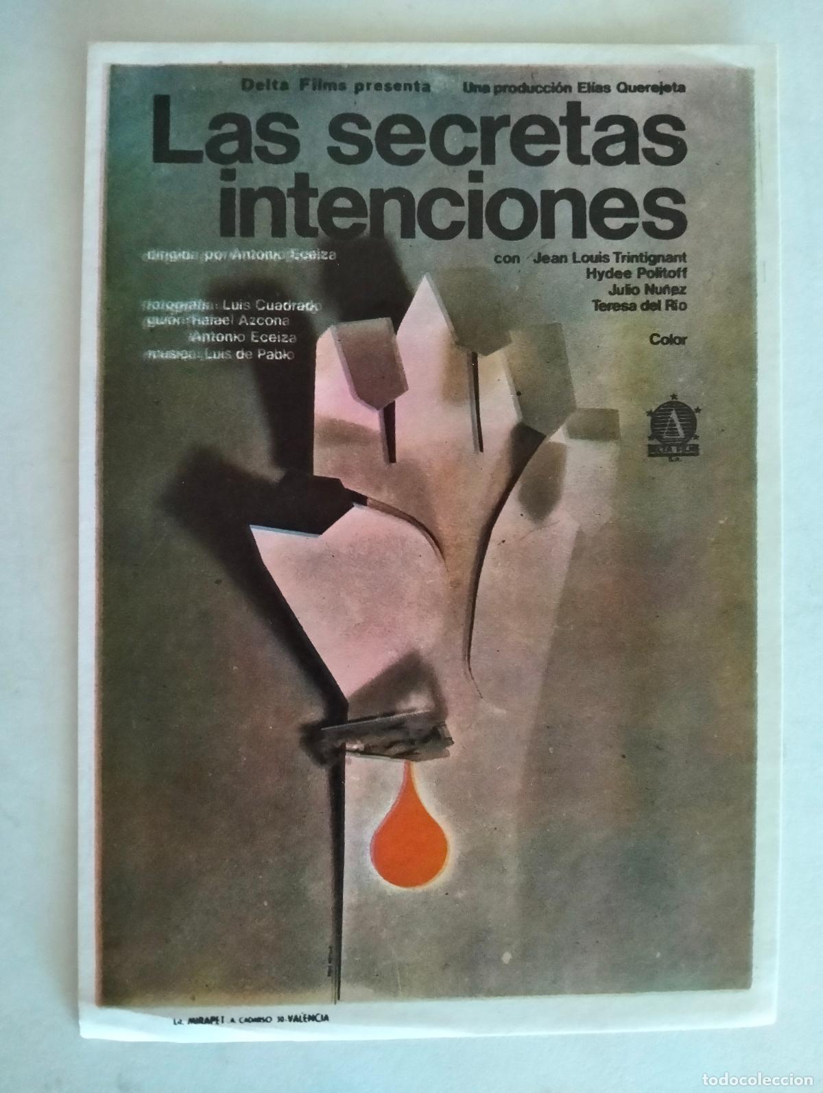 Cine: FOLLETO DE CINE, LAS SECRETAS INTENCIONES
