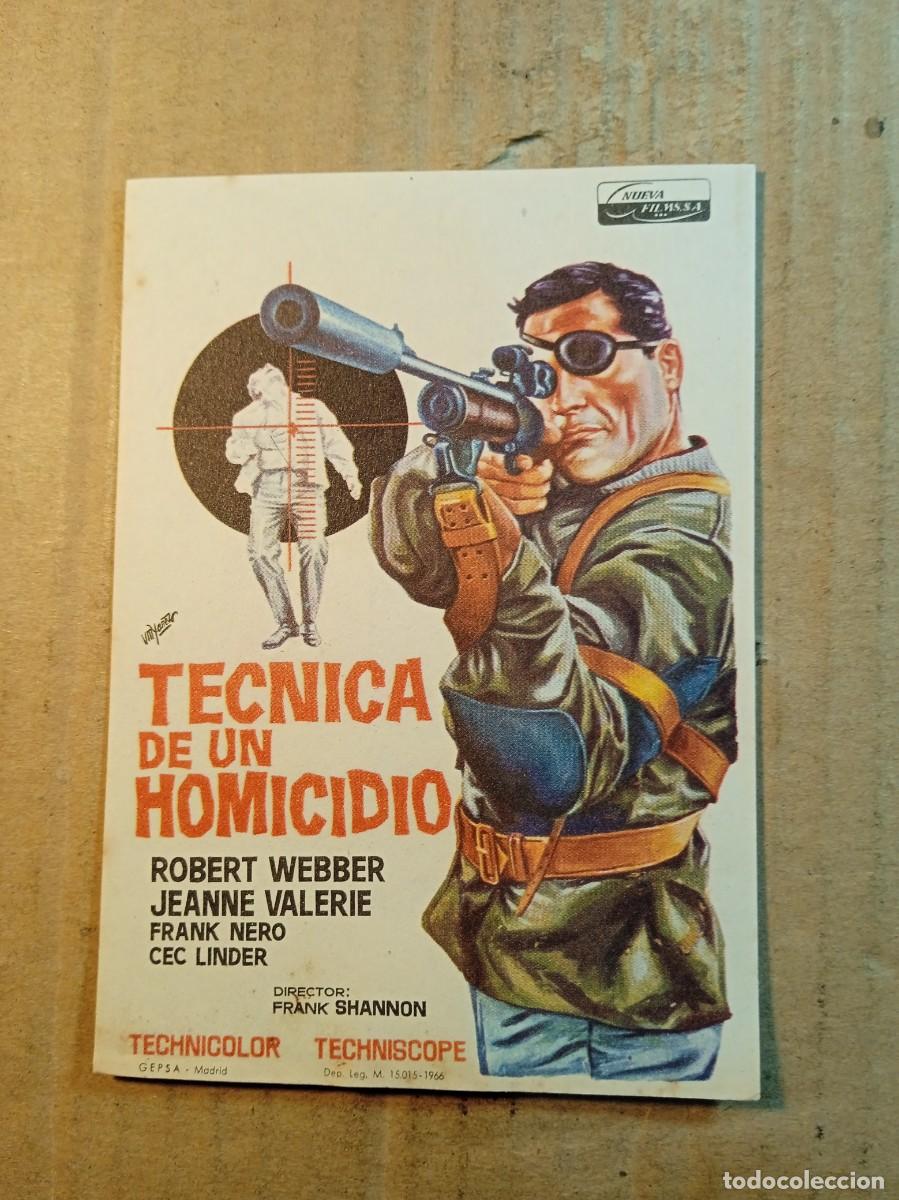  Foglietti di film di film antichi di cinema: FOLLETO DE MANO SIN PUBLICIDAD TECNICA DE UN HOMICIDIO