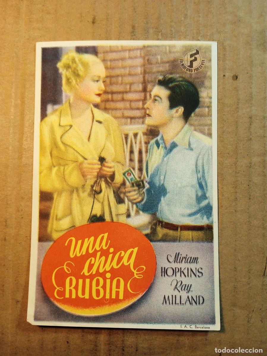  Foglietti di film di film antichi di cinema: FOLLETO DE MANO SIN PUBLICIDAD UNA CHICA RUBIA