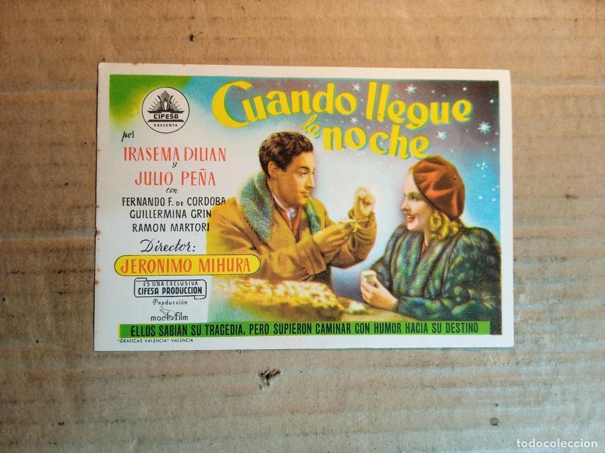  Foglietti di film di film antichi di cinema: FOLLETO DE MANO SIN PUBLICIDAD CUANDO LLEGUE LA NOCHE