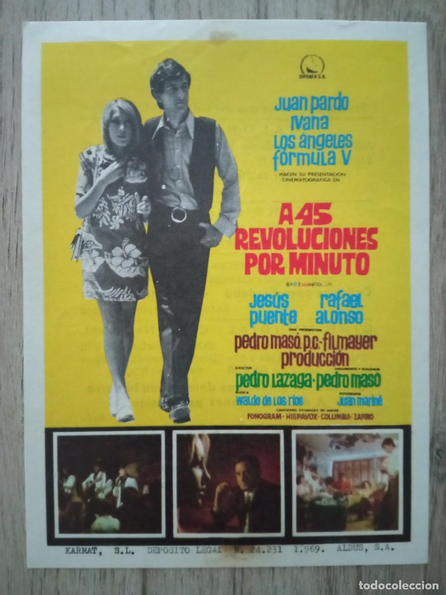 Cine: A 45 REVOLUCIONES POR MINUTO, JUAN PARDO, FORMULA V, SALON ROSA, 1972